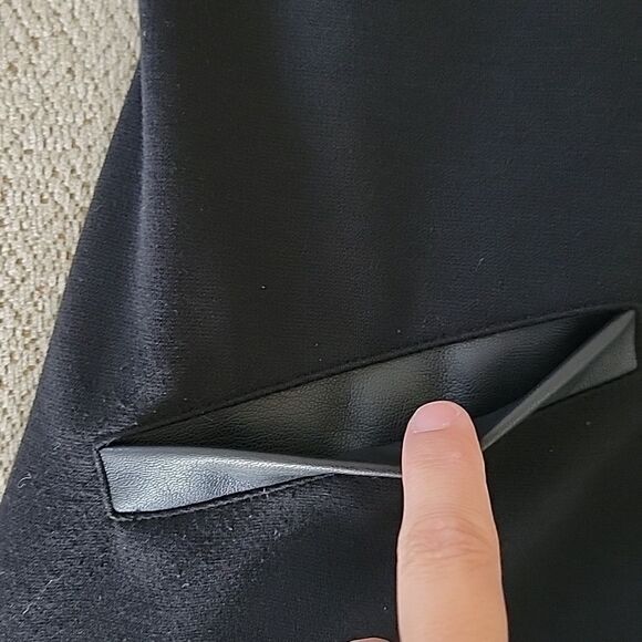 Express Factory Black Sleeveless Faux Leather Trimmed Dress - Size Medium - Picture 5 of 16